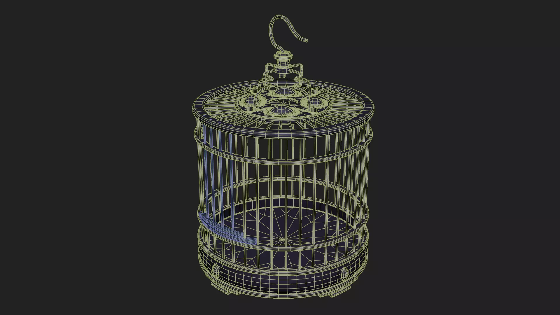 Chinese Birdcage with Gemstone 3D model_8