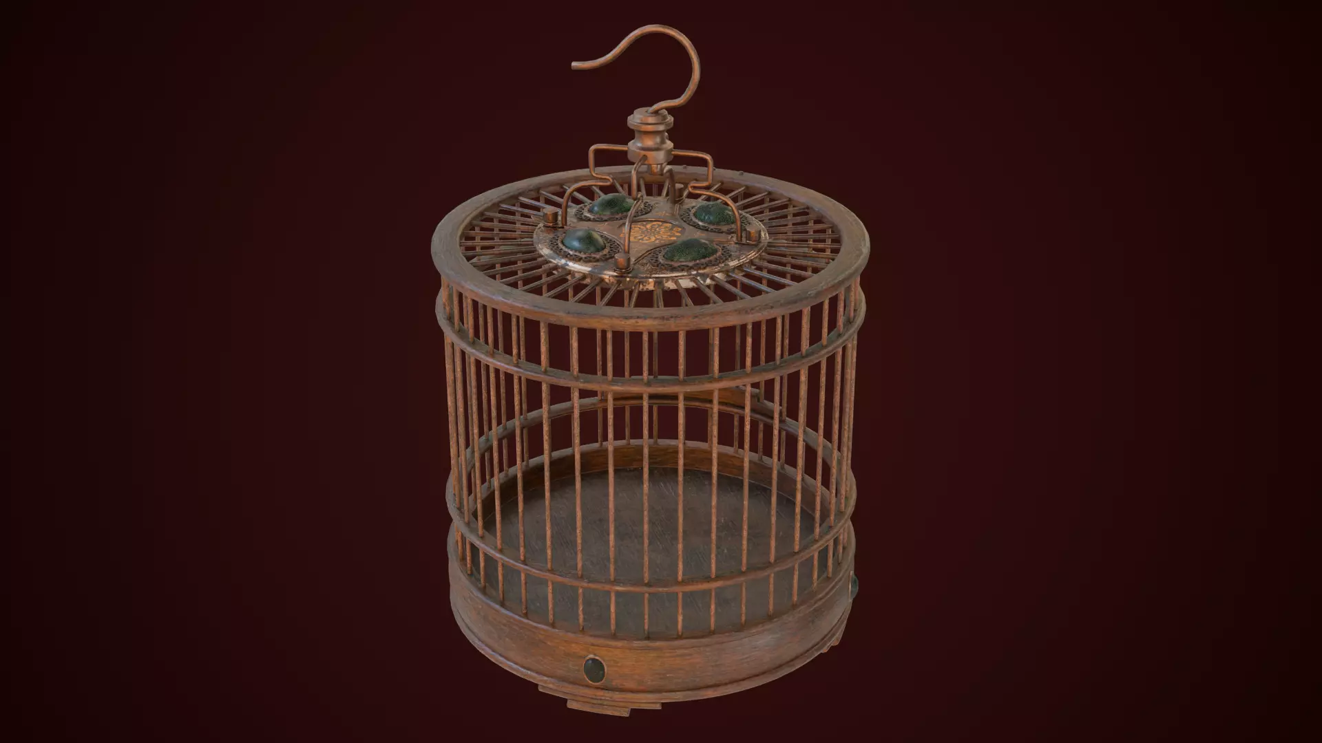 Chinese Birdcage with Gemstone 3D model_0