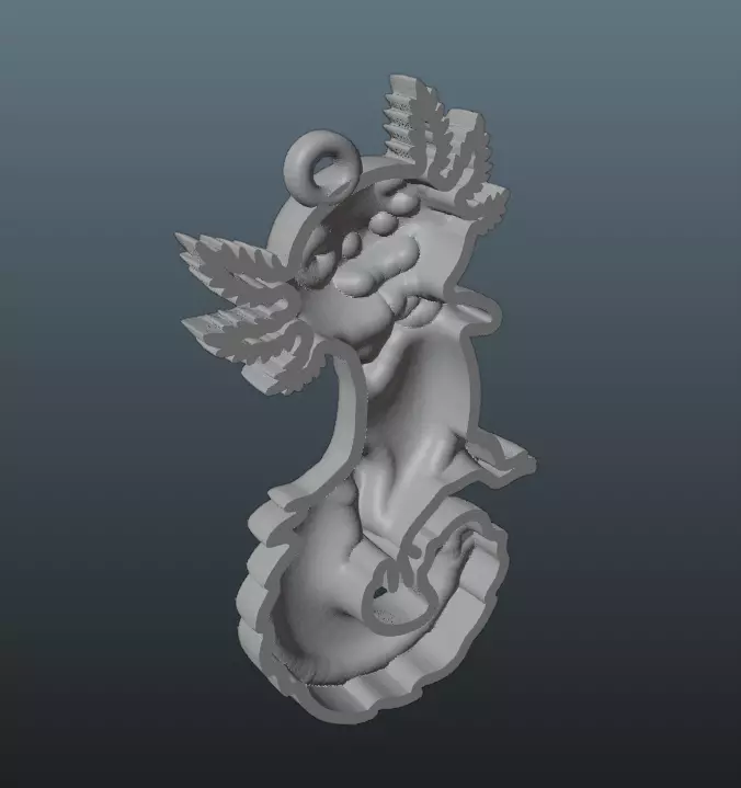Axolotl Cute Pendant Model for Jewelry and Games 3D print model_22