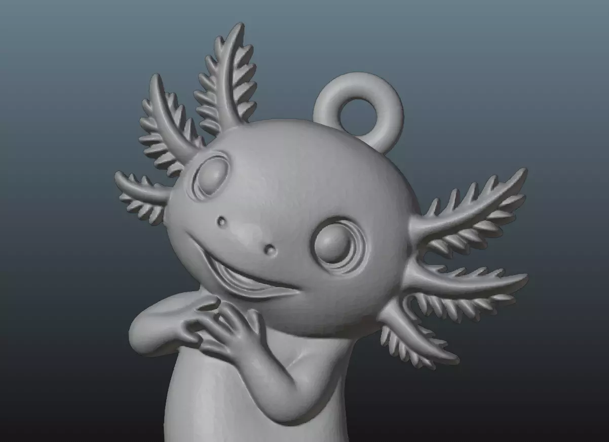 Axolotl Cute Pendant Model for Jewelry and Games 3D print model_2