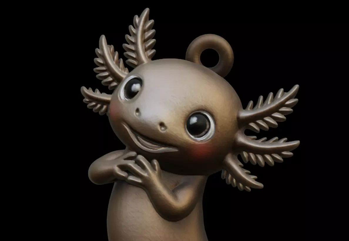 Axolotl Cute Pendant Model for Jewelry and Games 3D print model_1