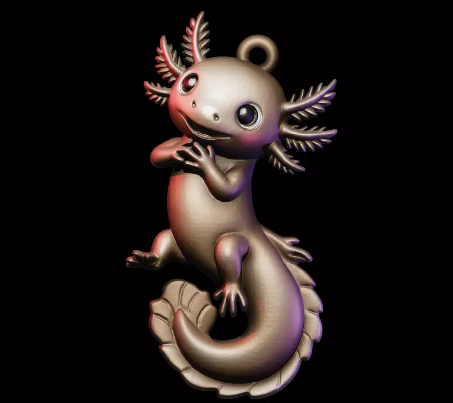 Axolotl Cute Pendant Model for Jewelry and Games 3D print model_0