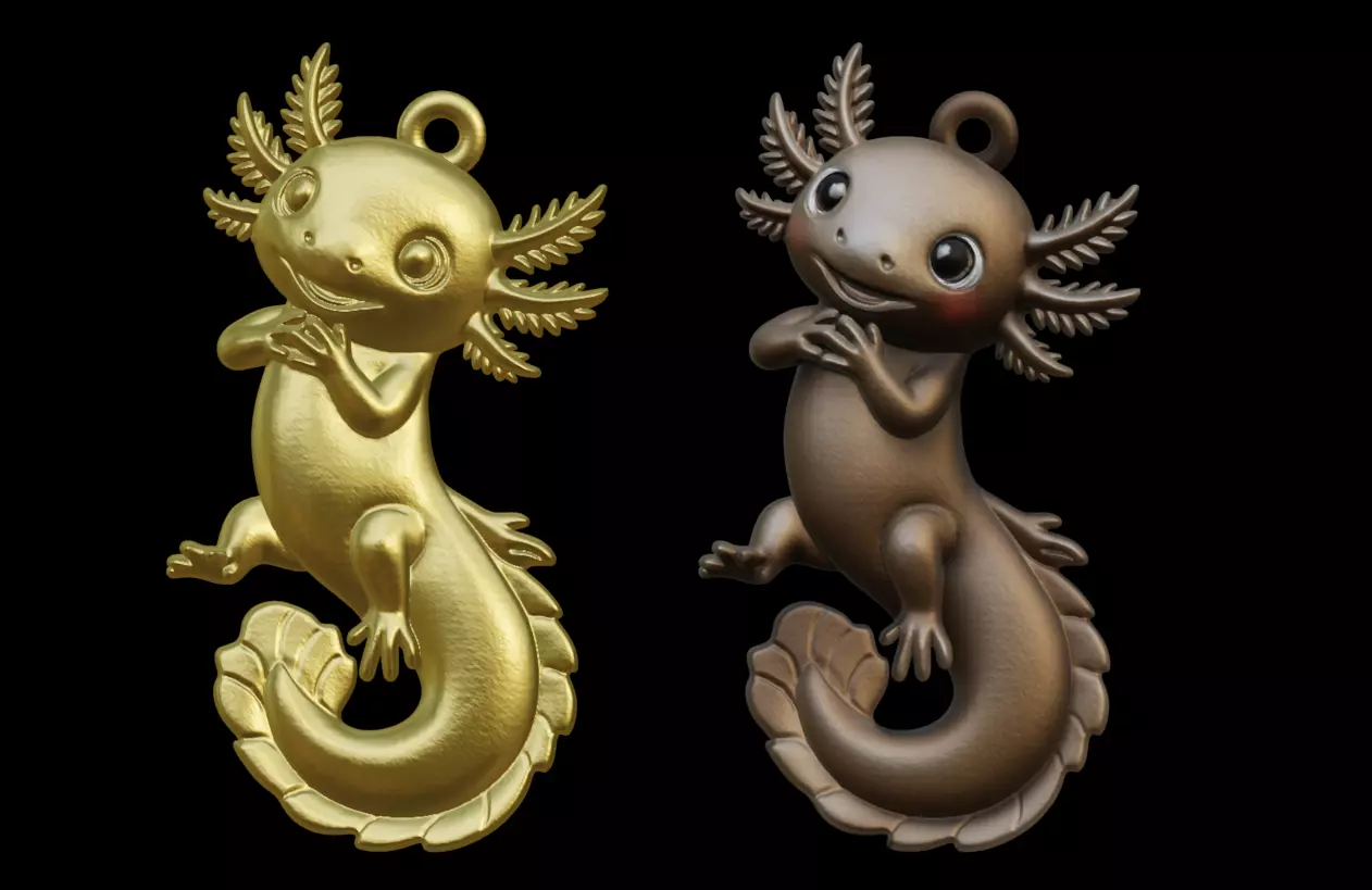 Axolotl Cute Pendant Model for Jewelry and Games 3D print model_19