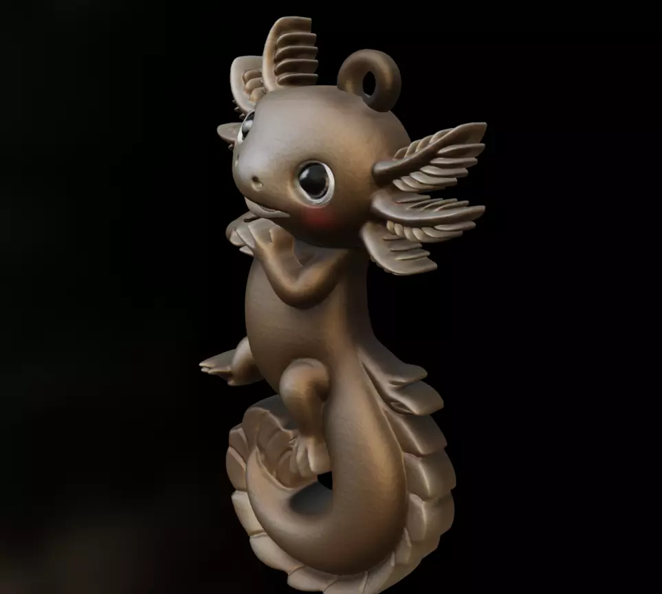 Axolotl Cute Pendant Model for Jewelry and Games 3D print model_12