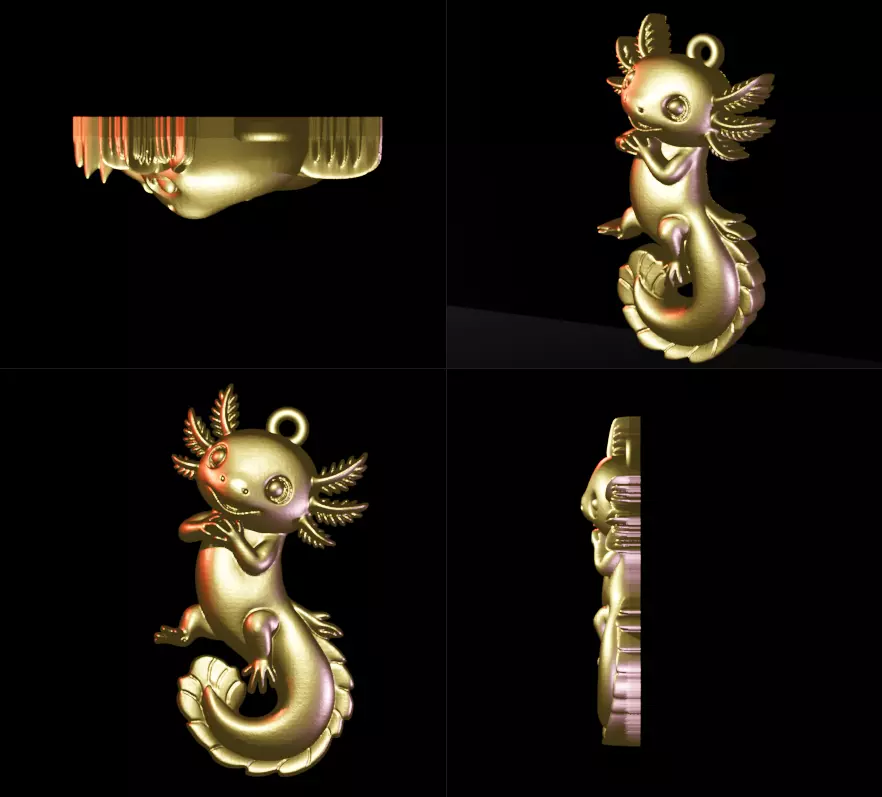 Axolotl Cute Pendant Model for Jewelry and Games 3D print model_20
