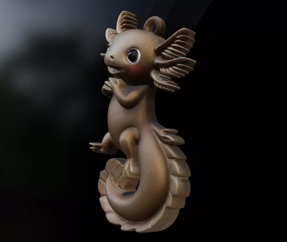 Axolotl Cute Pendant Model for Jewelry and Games 3D print model_9