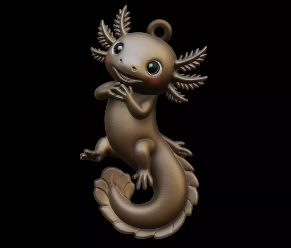 Axolotl Cute Pendant Model for Jewelry and Games 3D print model_15