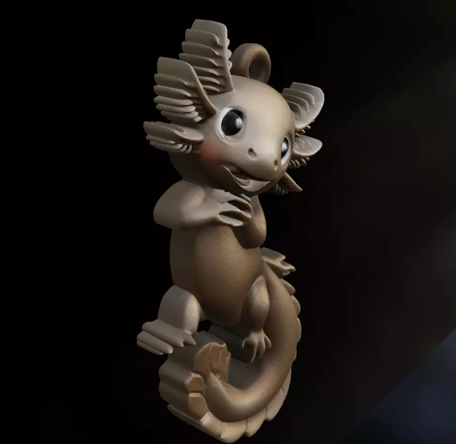 Axolotl Cute Pendant Model for Jewelry and Games 3D print model_11