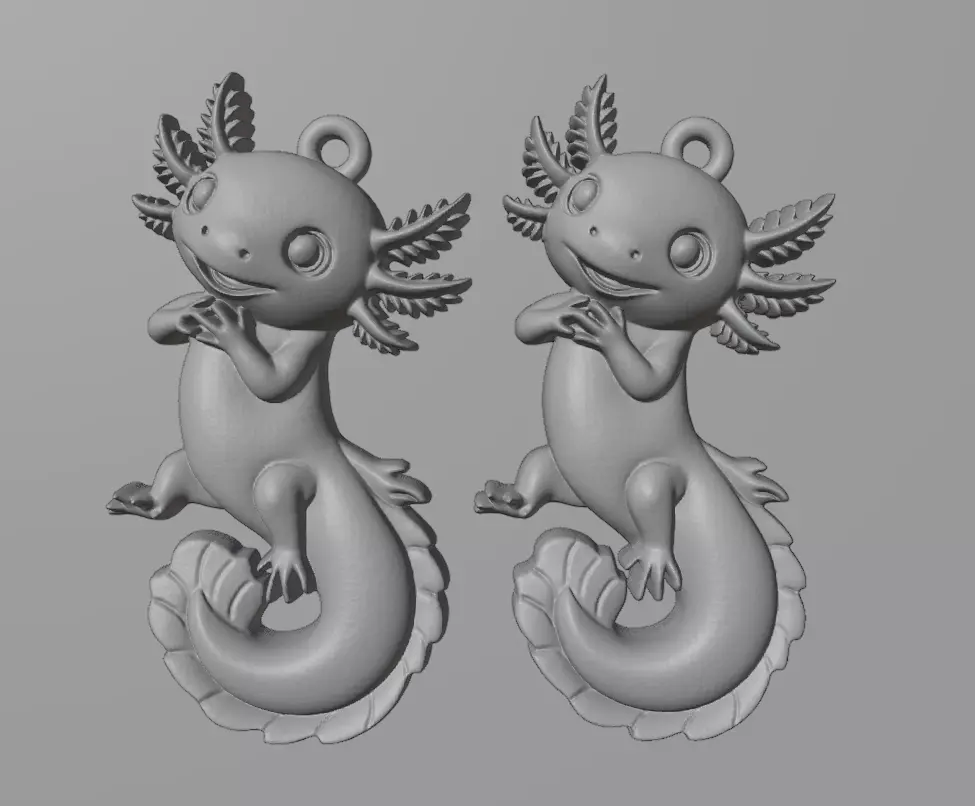 Axolotl Cute Pendant Model for Jewelry and Games 3D print model_23