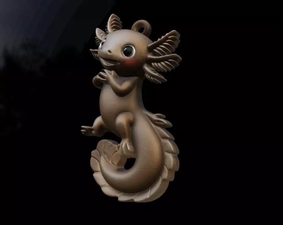 Axolotl Cute Pendant Model for Jewelry and Games 3D print model_4
