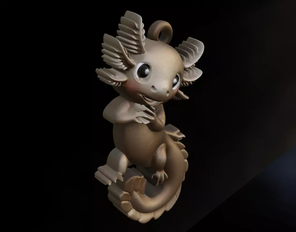 Axolotl Cute Pendant Model for Jewelry and Games 3D print model_6
