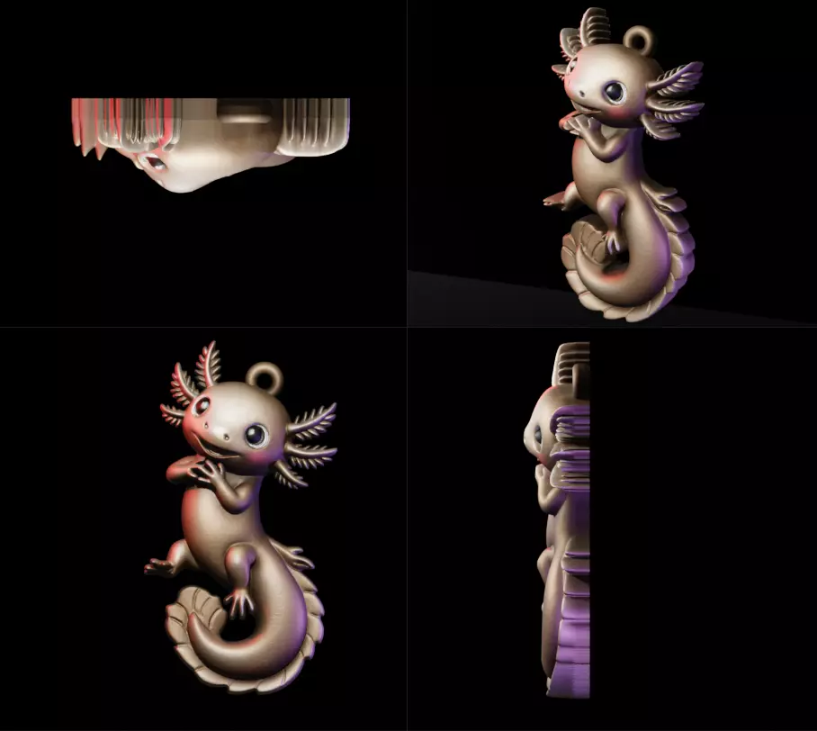 Axolotl Cute Pendant Model for Jewelry and Games 3D print model_21