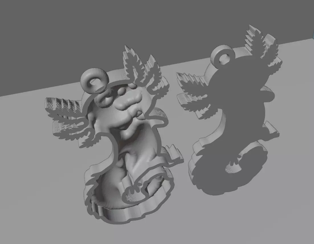 Axolotl Cute Pendant Model for Jewelry and Games 3D print model_7