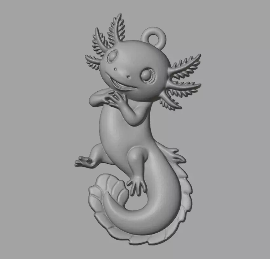 Axolotl Cute Pendant Model for Jewelry and Games 3D print model_3