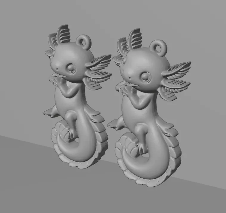 Axolotl Cute Pendant Model for Jewelry and Games 3D print model_17