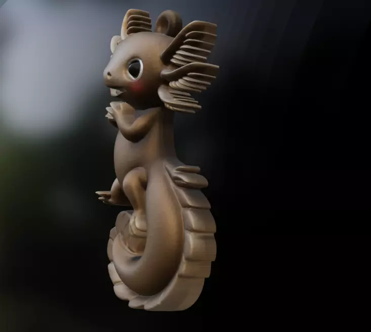 Axolotl Cute Pendant Model for Jewelry and Games 3D print model_13