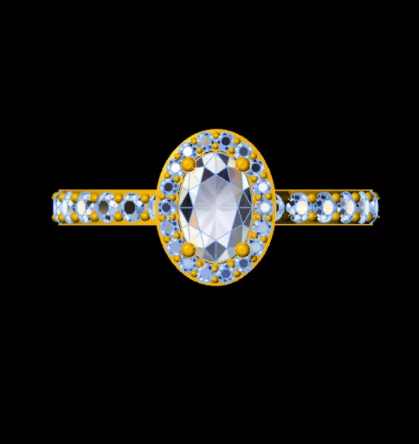 Diamond Ring Solitaire Oval Free 3D print model