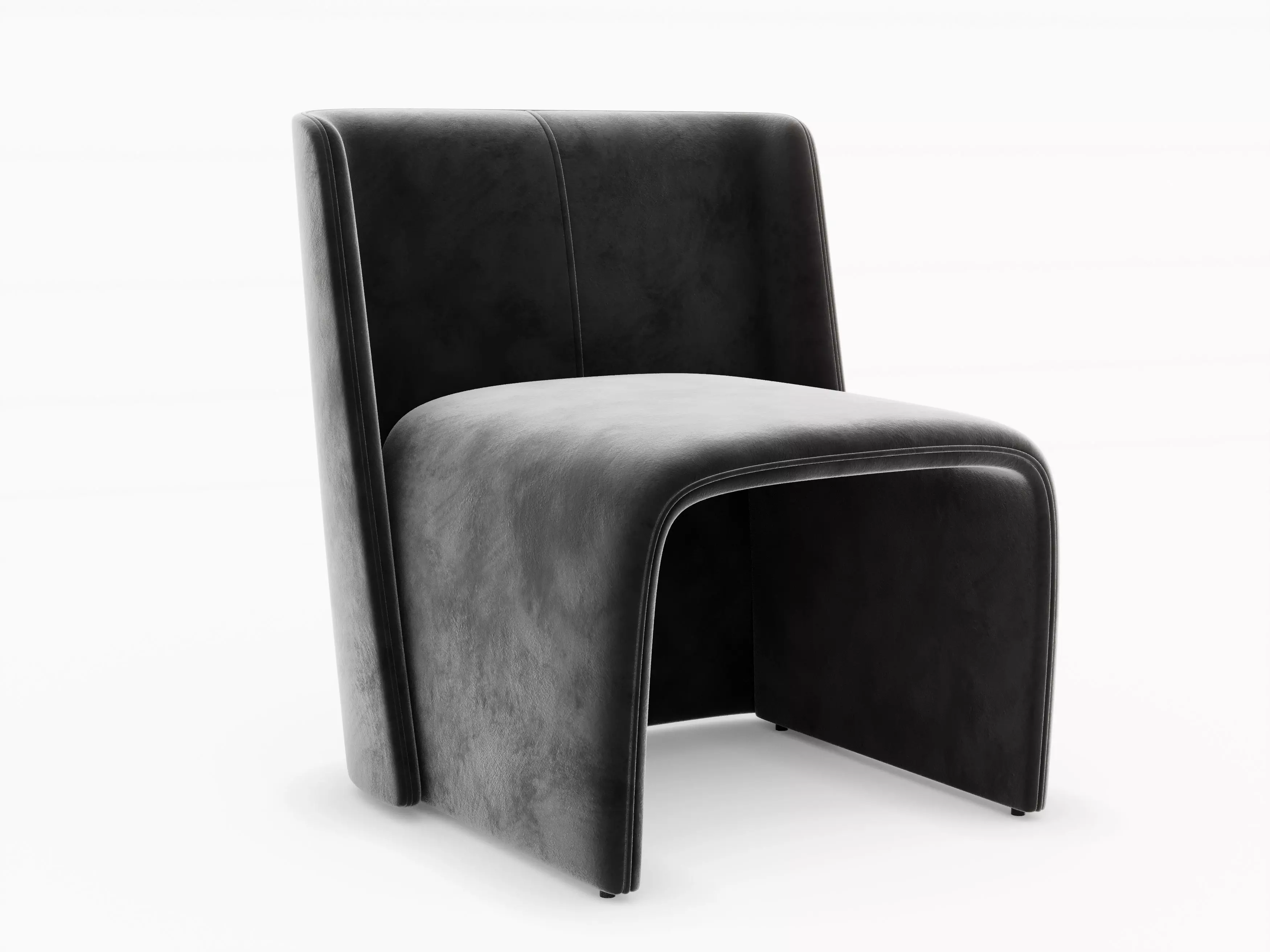 Modern Velvet Lounge Chair Low-poly 3D model_3