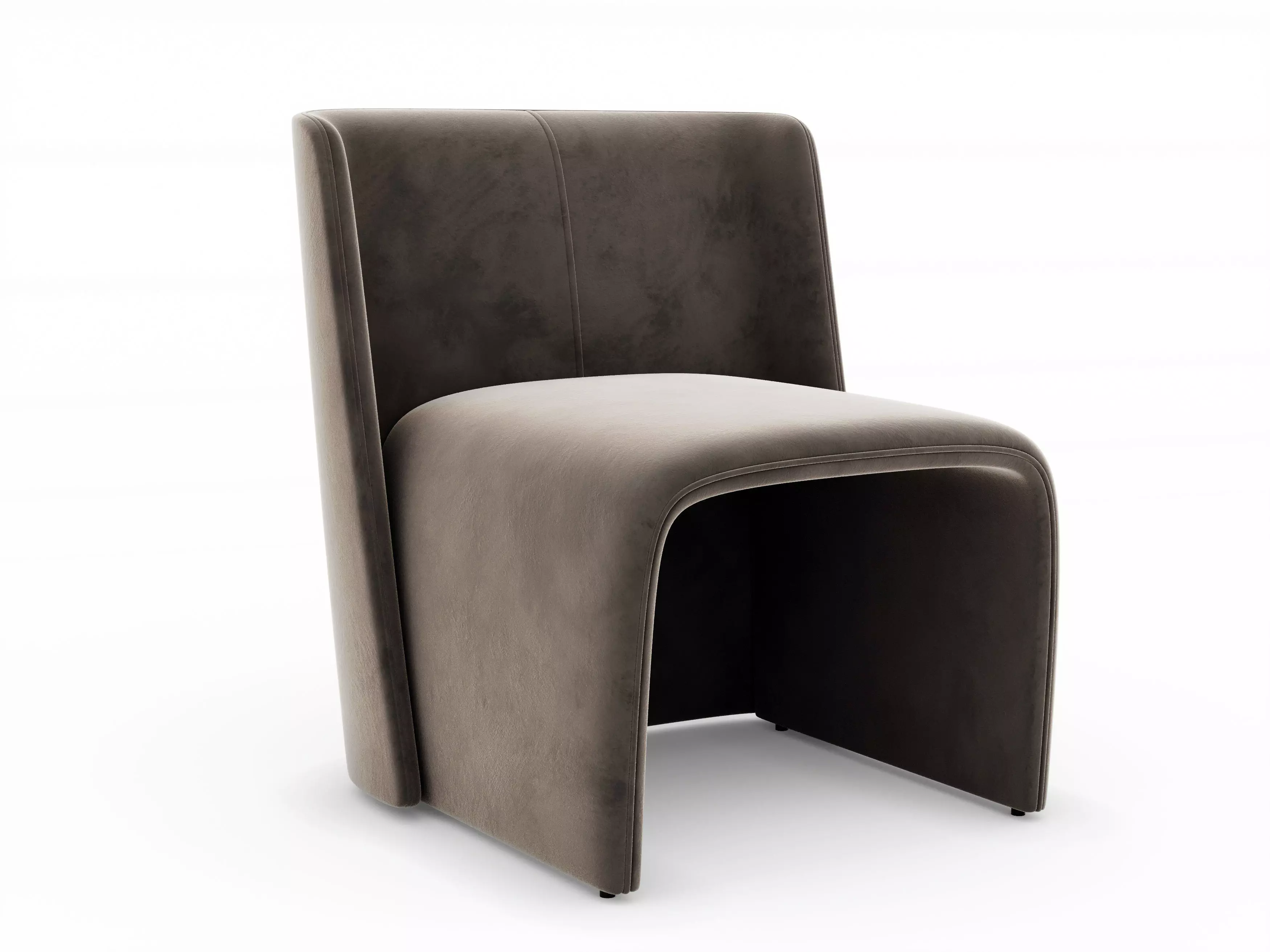 Modern Velvet Lounge Chair Low-poly 3D model_2