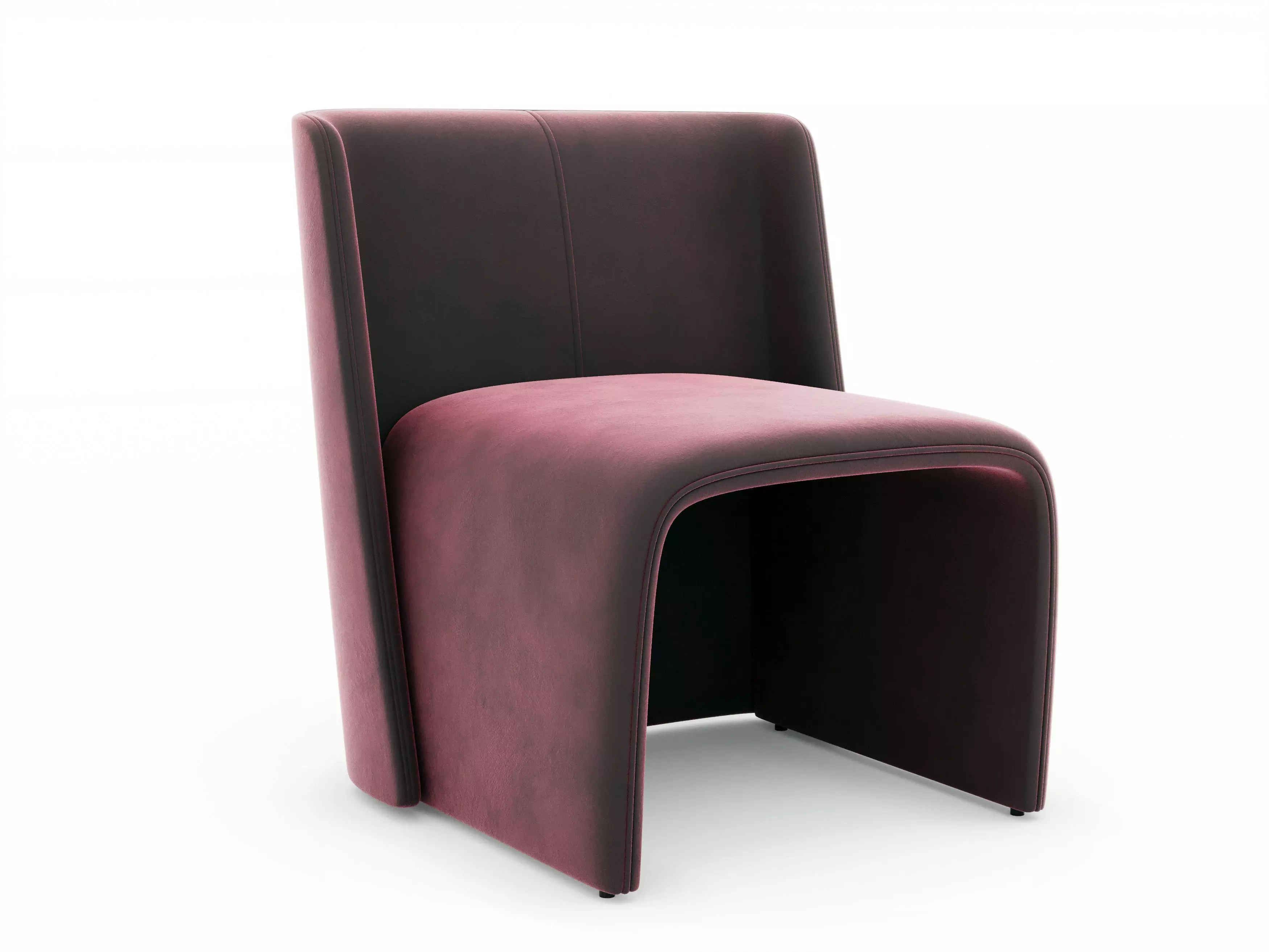 Modern Velvet Lounge Chair Low-poly 3D model_1