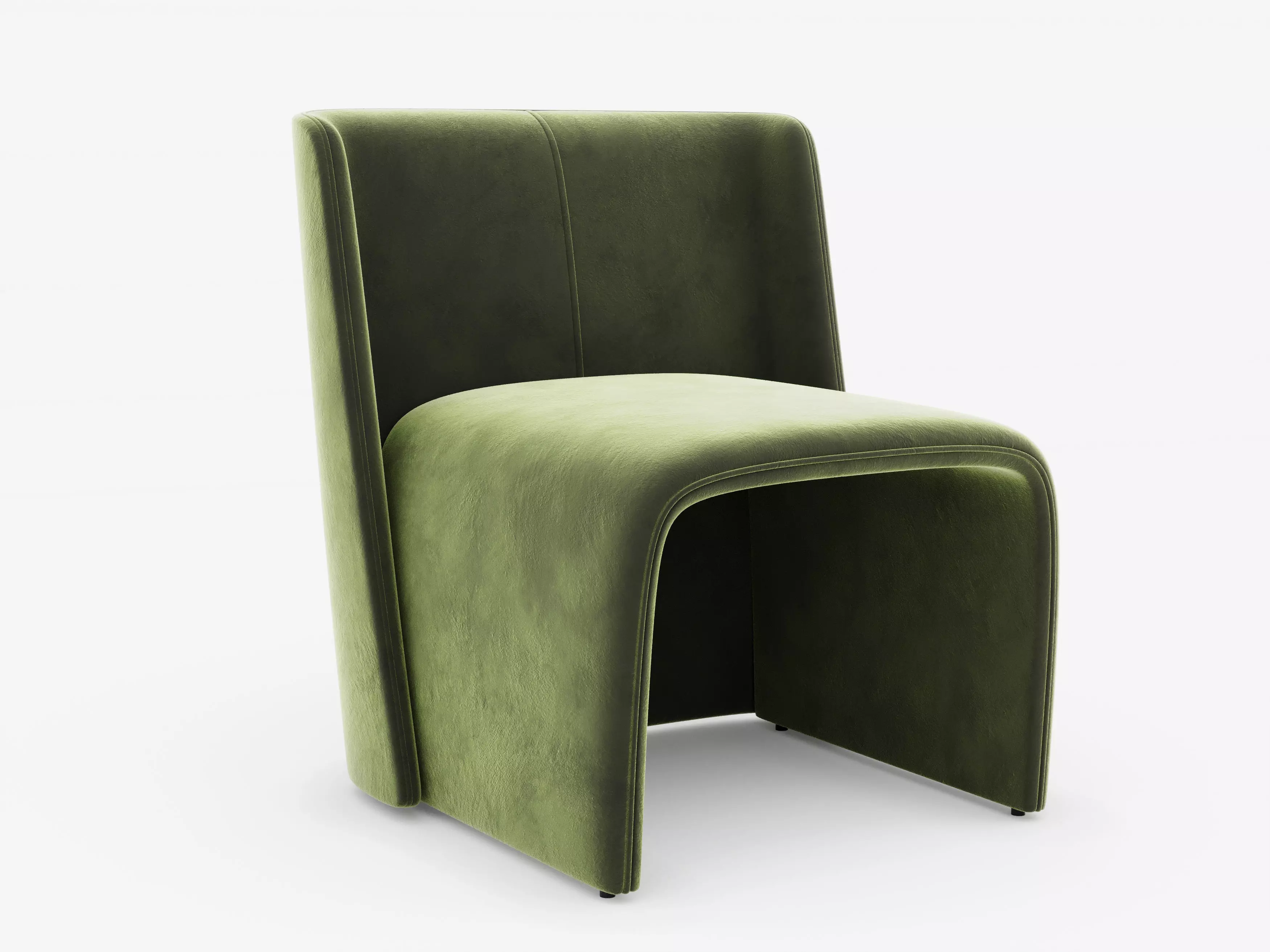 Modern Velvet Lounge Chair Low-poly 3D model_0
