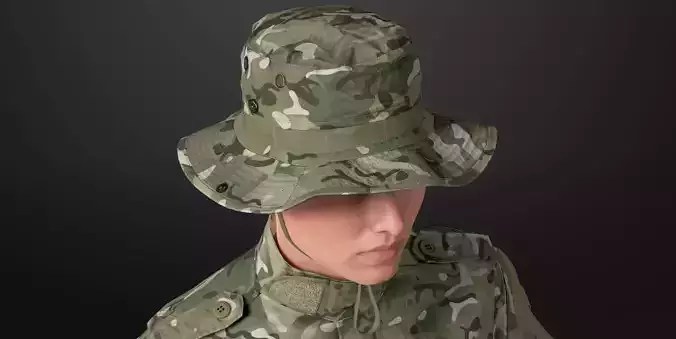 Tactical Boonie Hat 3D Model Metahuman 9 Camos UE5 Game Ready