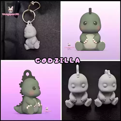 Godzilla and Keychain Version 3D print model