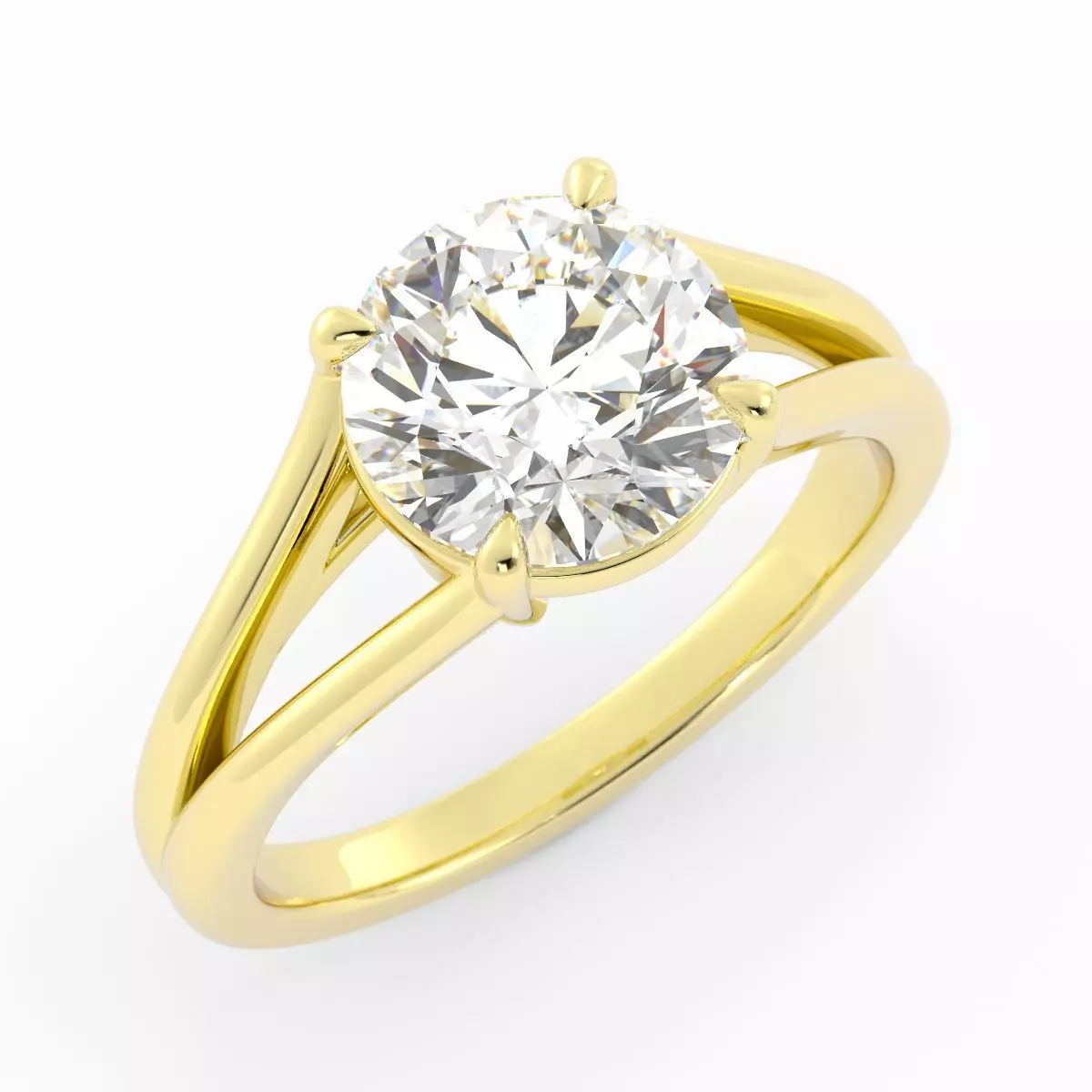 Split Shank Round Center Stone Engagement Ring 3D print model_4