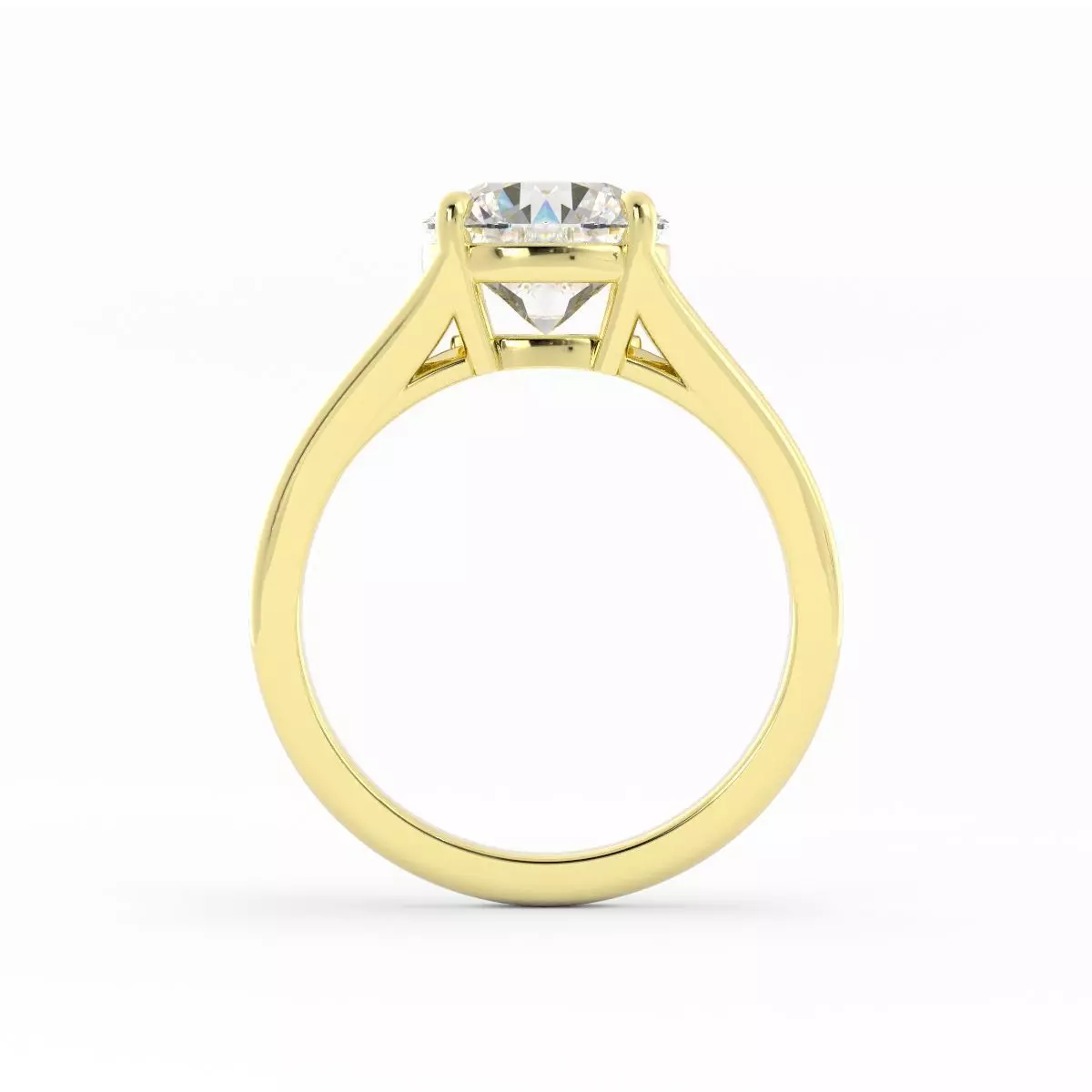 Split Shank Round Center Stone Engagement Ring 3D print model_6