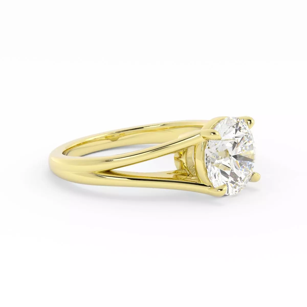 Split Shank Round Center Stone Engagement Ring 3D print model_5