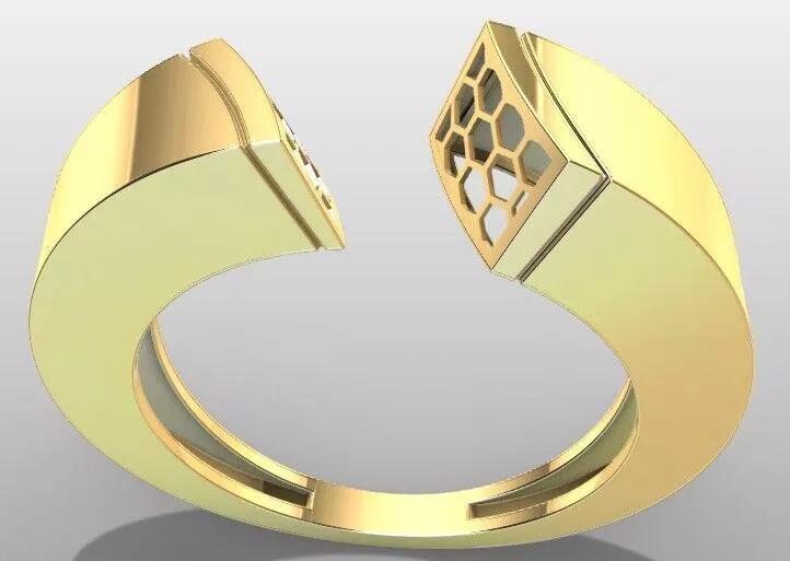 Geometric Honeycomb Open Ring Size 7 Free 3D print model