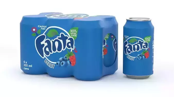 6 Pack 355ml Fanta Berry Beverage Cans Packaging
