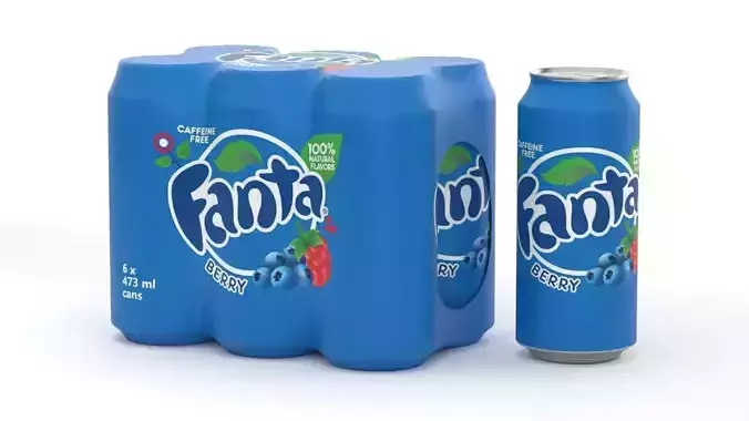 6 Pack 473ml Fanta Berry Beverage Cans Packaging