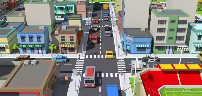 Simplepoly  City - Low-Poly 3D model Free low-poly 3D model