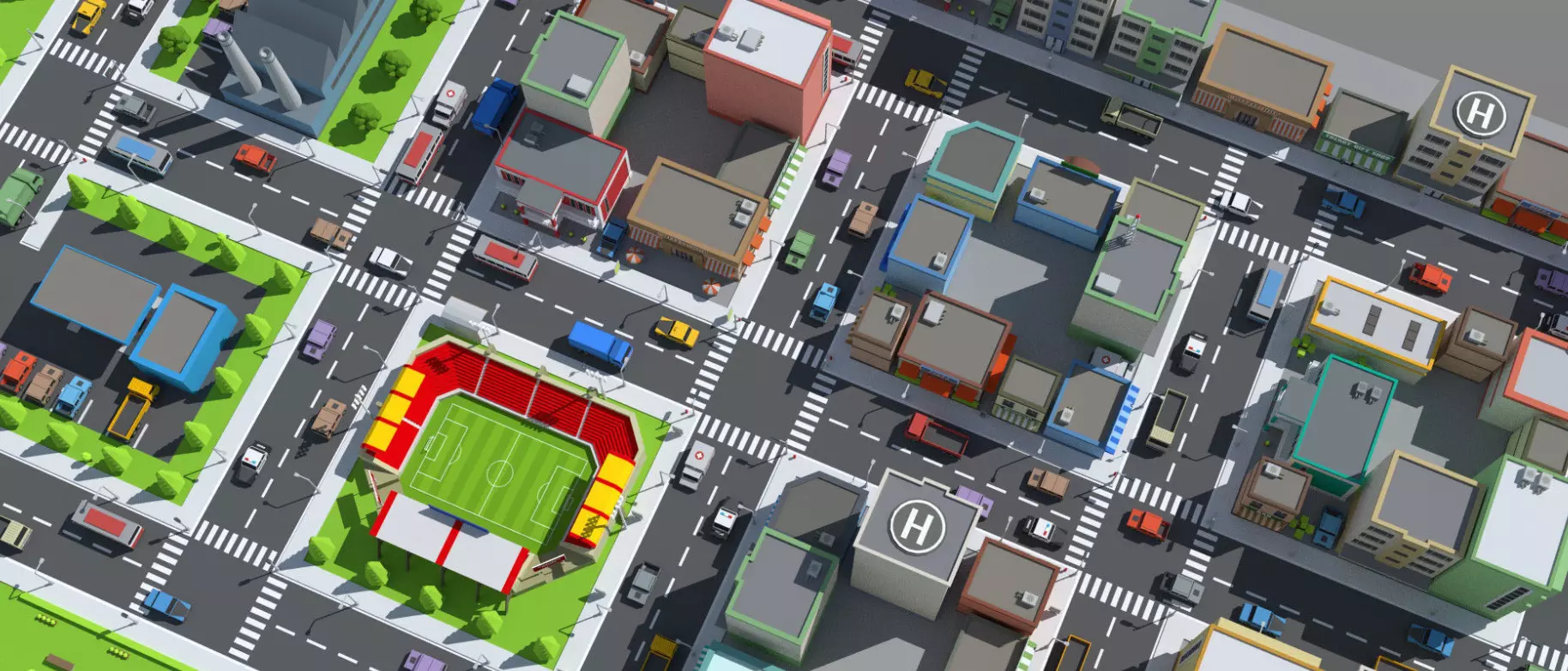 Simplepoly  City - Low-Poly 3D model Free low-poly 3D model_1