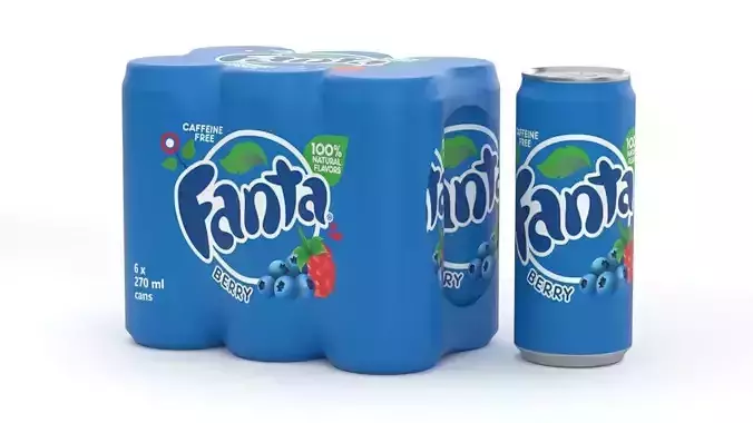 6 Pack 270ml Sleek Fanta Berry Beverage Cans Packaging