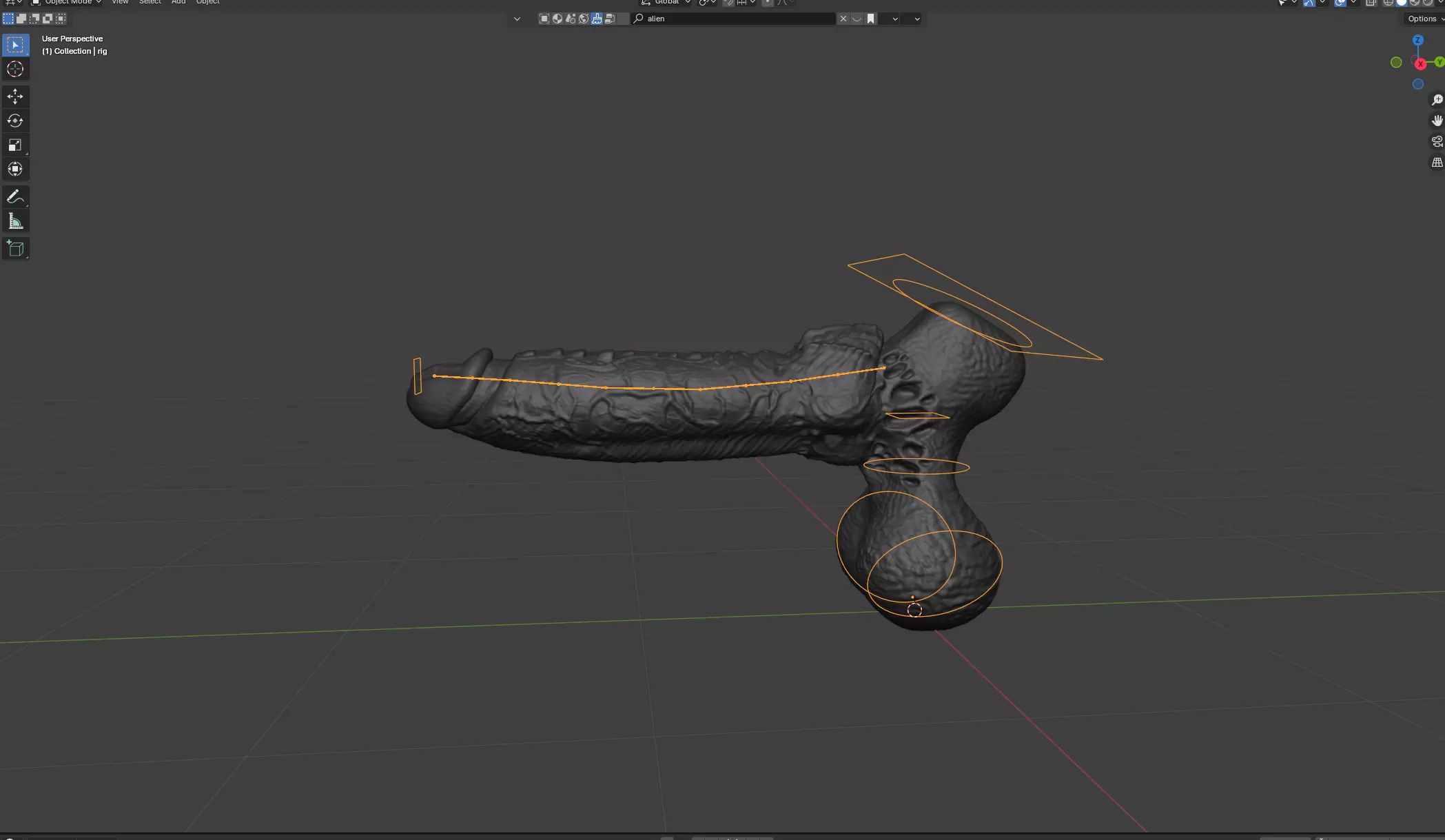 Fantasy Xanath Alien Penis Rigged Low-poly 3D model_4
