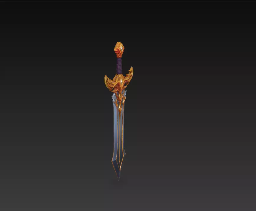 Epic Stylized Fantasy Sword 3D Model - Ornamental Heroic Blade Free 3D model_7