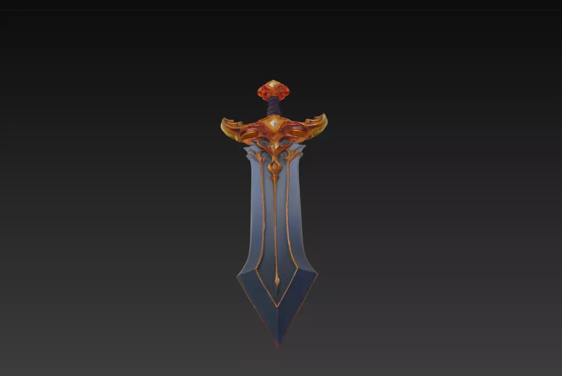 Epic Stylized Fantasy Sword 3D Model - Ornamental Heroic Blade Free 3D model_2