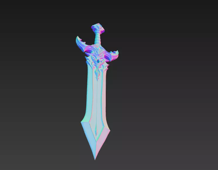 Epic Stylized Fantasy Sword 3D Model - Ornamental Heroic Blade Free 3D model_12