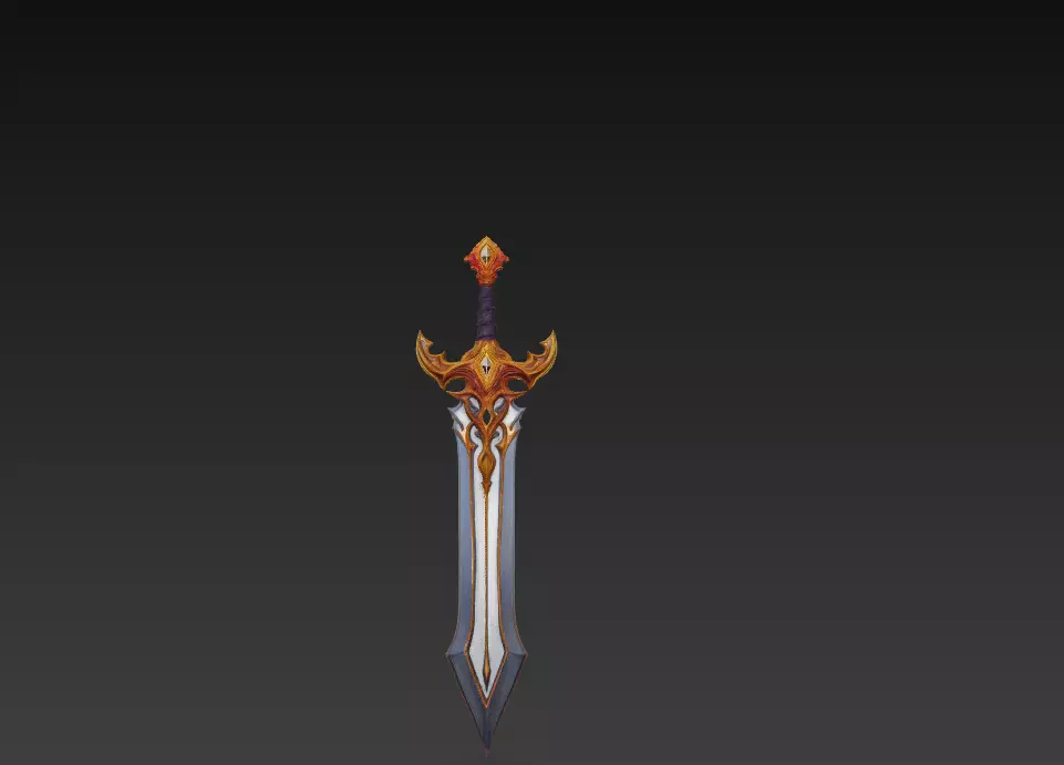Epic Stylized Fantasy Sword 3D Model - Ornamental Heroic Blade Free 3D model_3