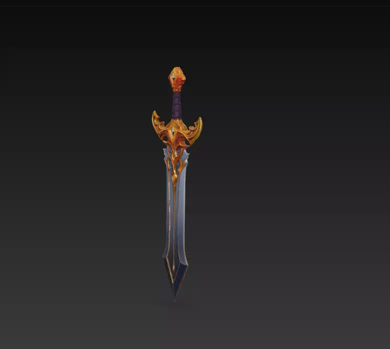 Epic Stylized Fantasy Sword 3D Model - Ornamental Heroic Blade Free 3D model_4