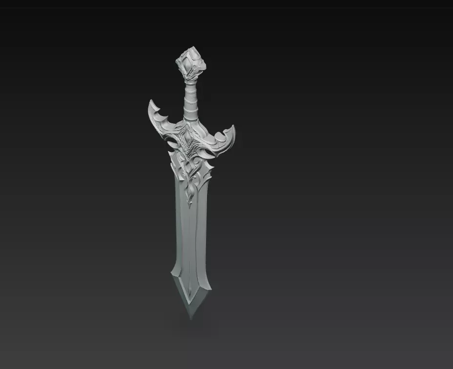 Epic Stylized Fantasy Sword 3D Model - Ornamental Heroic Blade Free 3D model_11