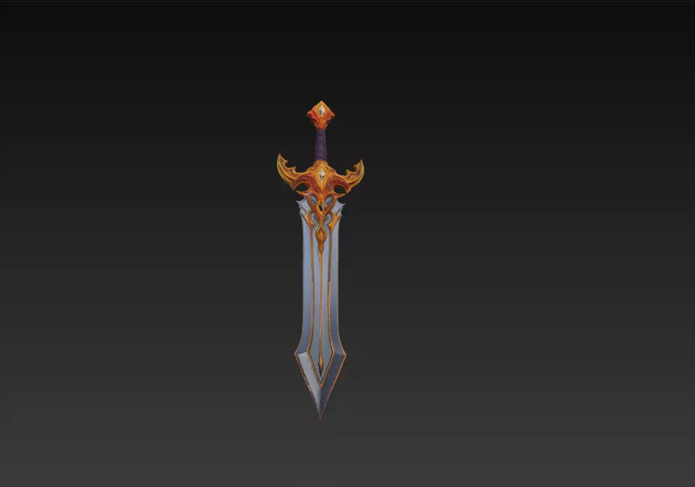 Epic Stylized Fantasy Sword 3D Model - Ornamental Heroic Blade Free 3D model_6