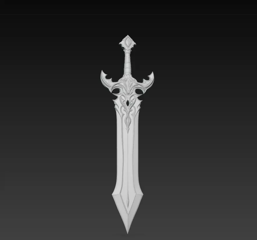 Epic Stylized Fantasy Sword 3D Model - Ornamental Heroic Blade Free 3D model_9