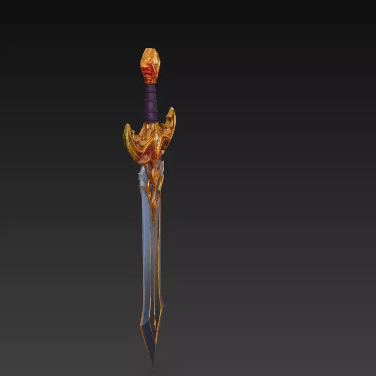 Epic Stylized Fantasy Sword 3D Model - Ornamental Heroic Blade Free 3D model_8
