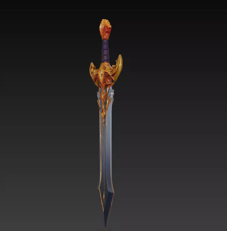 Epic Stylized Fantasy Sword 3D Model - Ornamental Heroic Blade Free 3D model_1