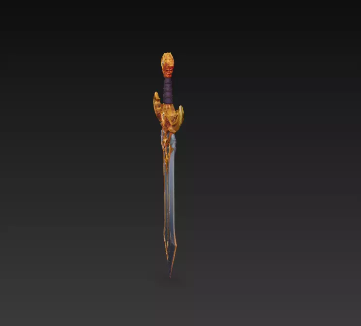 Epic Stylized Fantasy Sword 3D Model - Ornamental Heroic Blade Free 3D model_5