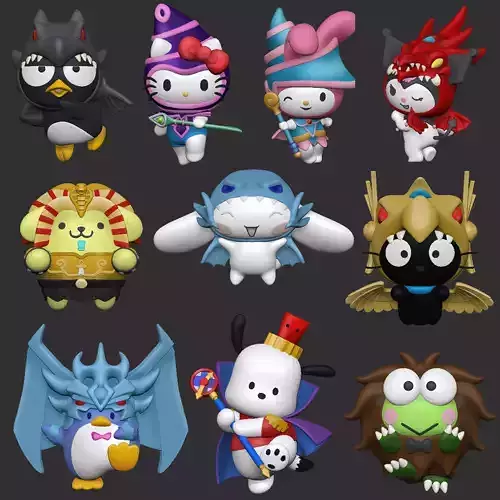 Sanrio x Yugioh 10 figuras and bases