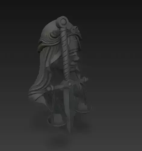 Lady Justice Bust 3D Model-Blindfolded Goddess with Sword 3D print model